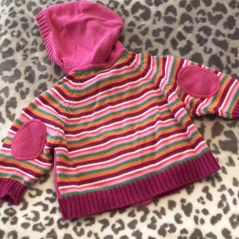 Children’s Place Stripe Colorblock Zippered Hooded Sweater Pink 3-6 months